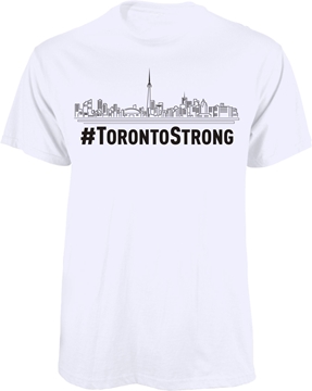 Entripy created white custom t-shirts of TorontoStrong t-shirts for the community.