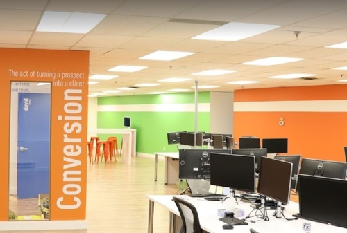 Bright vibrant colours used at workplace to influence creativity & productivity