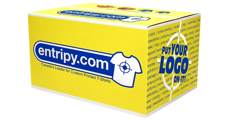 Entripy yellow shipping box which communicates for us without us having to do anything