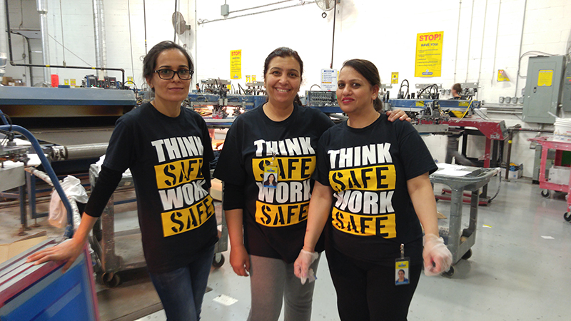 Entripy employees wearing black custom t-shirts for Health & Safety week.