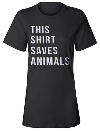 Custom t-shirt with text design for saving animal charity.