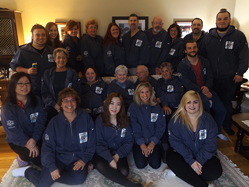 Family customized their zip-up sweatshirts for a birthday with Canada 150 logo on their sleeve.