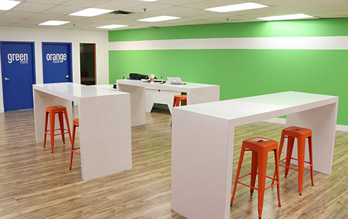 Entripy's new office incorporating colour theory for a healthy workplace.