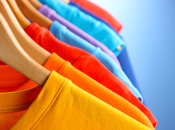 Bright coloured 100% cotton custom t-shirts printed with custom design or logo.