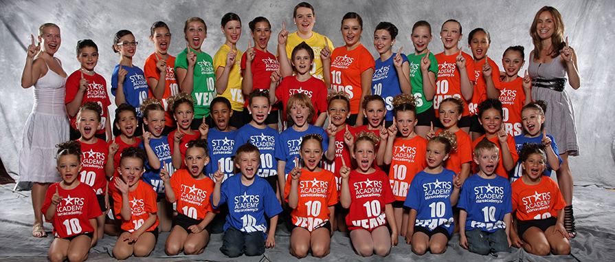 Group of students wearing colourful Jerzees custom t-shirts with customized design.