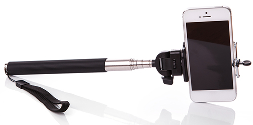 Entripy's popular custom promo item, the selfie stick, that can be used to custom print any logo or design.