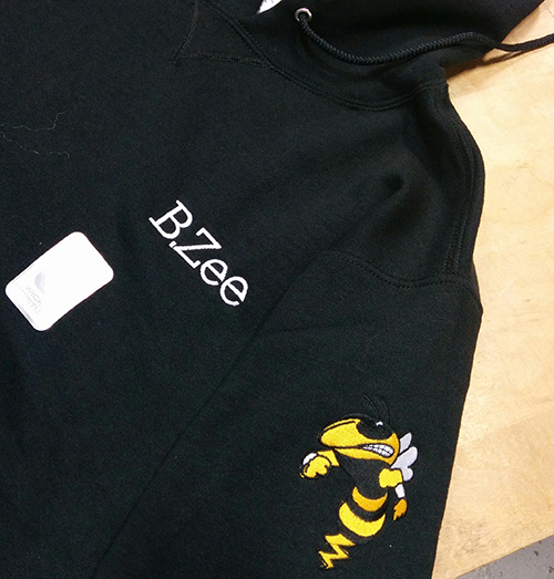 Custom sweatshirt embroidered with logo 

for client order.