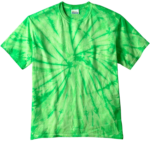 Green tie dye custom t-shirt to be used for screen printing with custom design or logo.