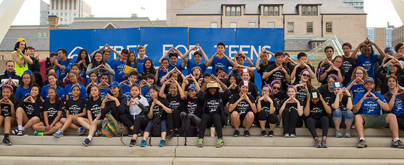 Group of Trek For Teens participants wearing black custom printed t-shirts.